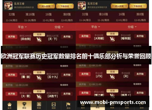 欧洲冠军联赛历史冠军数量排名前十俱乐部分析与荣誉回顾