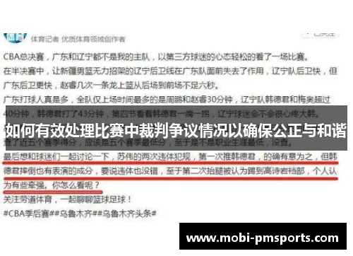 如何有效处理比赛中裁判争议情况以确保公正与和谐